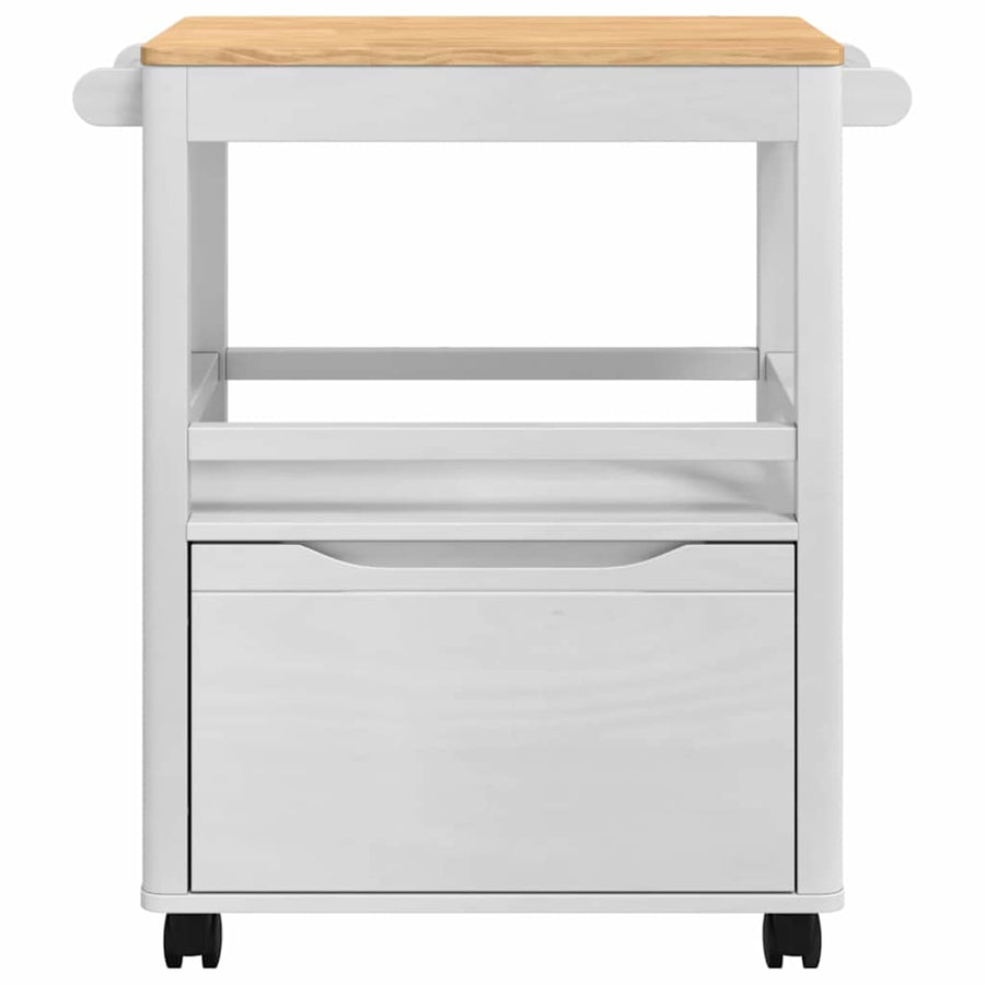 Keuken Trolley FLORO Wit 72,5 x 45 x 80 cm Massief Vurenhout