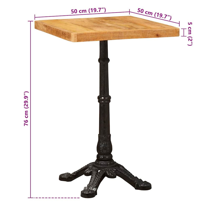Bistrotafel Bruin 50 x 50 x 76 cm massief mangohout