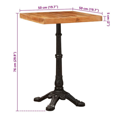 Bistrotafel Bruin 50 x 50 x 76 cm Massief acaciahout