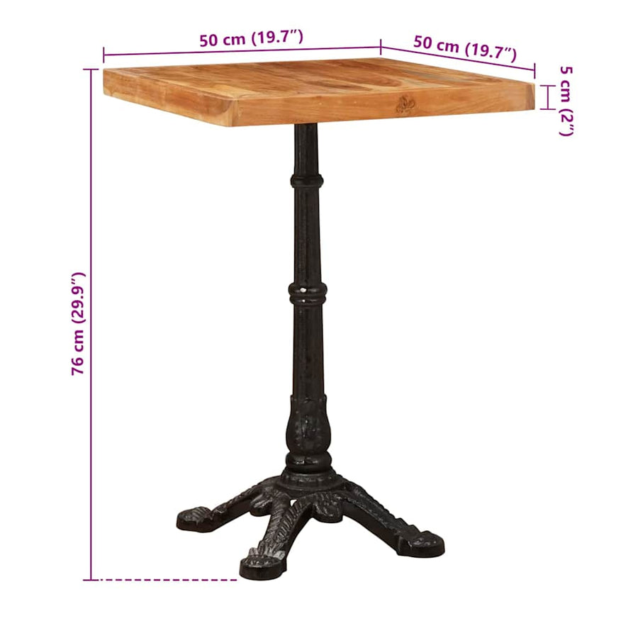 Bistrotafel Bruin 50 x 50 x 76 cm Massief acaciahout