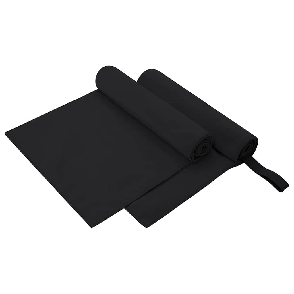 Sporthanddoeken 2 pcs Zwart 100 x 50 cm Polyester en polyamide