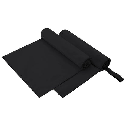 Sporthanddoeken 2 pcs Zwart 100 x 50 cm Polyester en polyamide