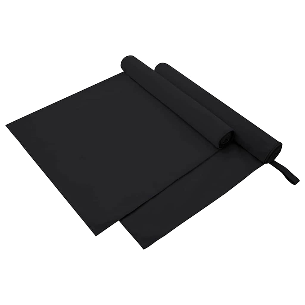 Sporthanddoeken 2 pcs Zwart 180 x 90 cm Polyester en polyamide