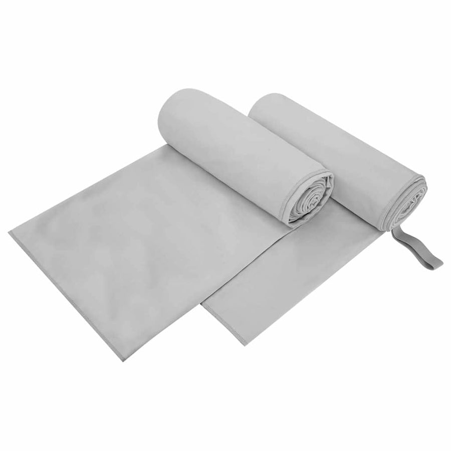 Sporthanddoeken 2 pcs Grijs 200 x 100 cm Polyester en polyamide