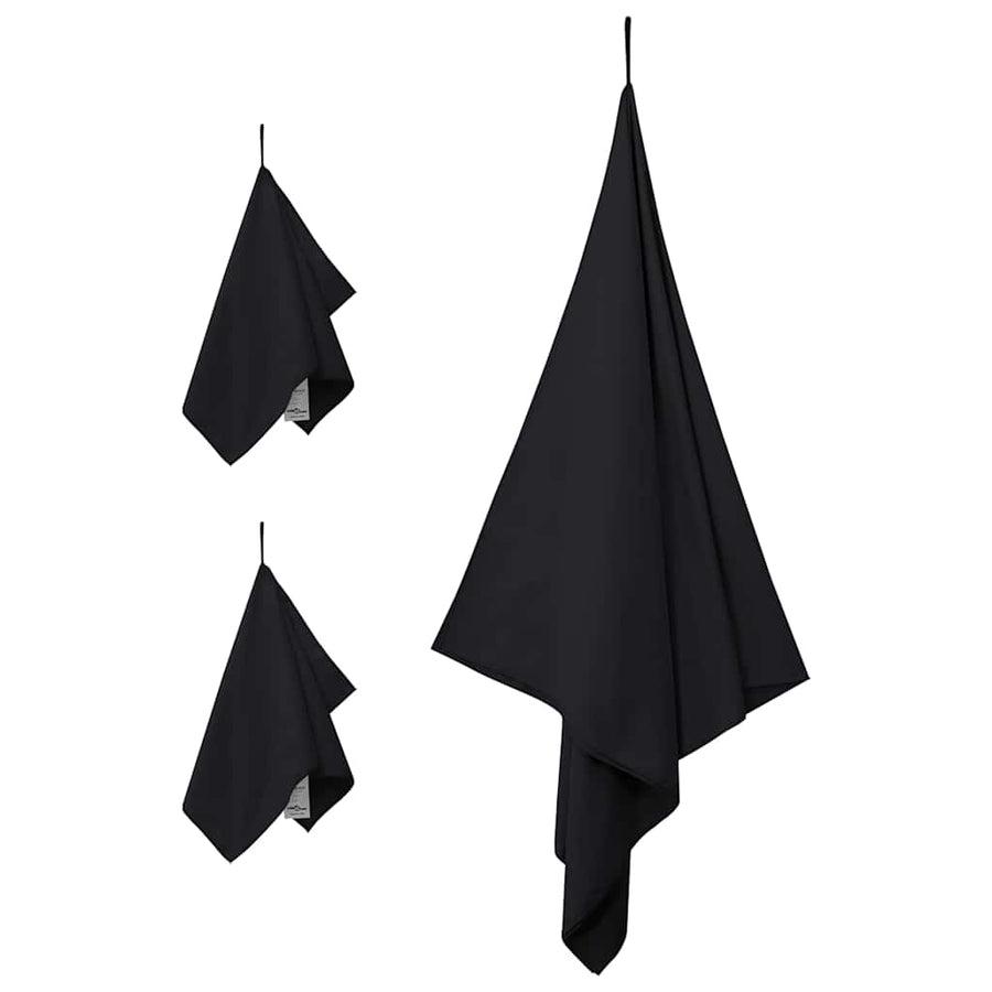 Set van Sporthanddoeken 3 pcs Zwart Polyester en Polyamide