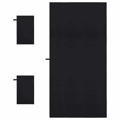 Set van Sporthanddoeken 3 pcs Zwart Polyester en Polyamide