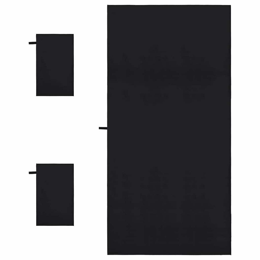Set van Sporthanddoeken 3 pcs Zwart Polyester en Polyamide