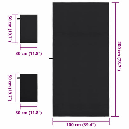 Set van Sporthanddoeken 3 pcs Zwart Polyester en Polyamide