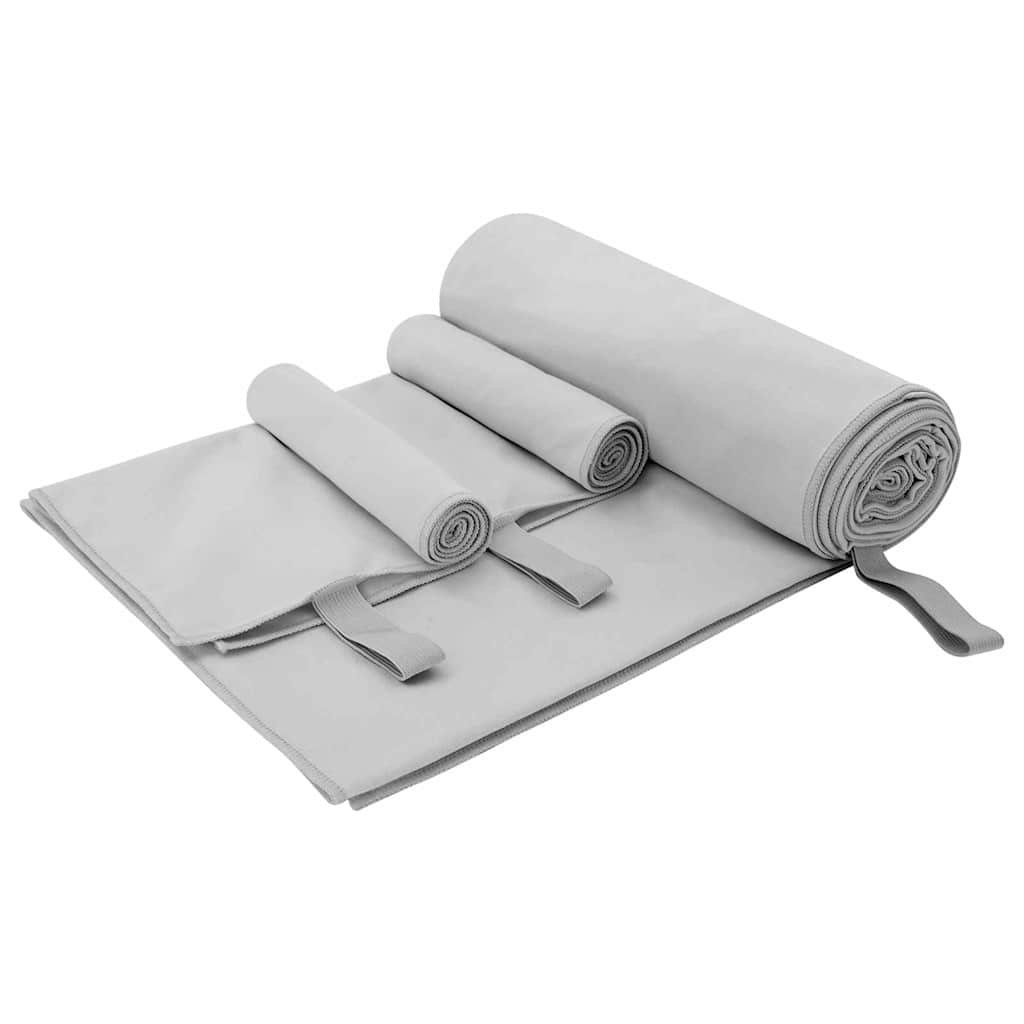Set van Sporthanddoeken 3 pcs Grijs Polyester en Polyamide