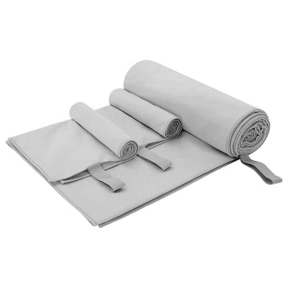 Set van Sporthanddoeken 3 pcs Grijs Polyester en Polyamide
