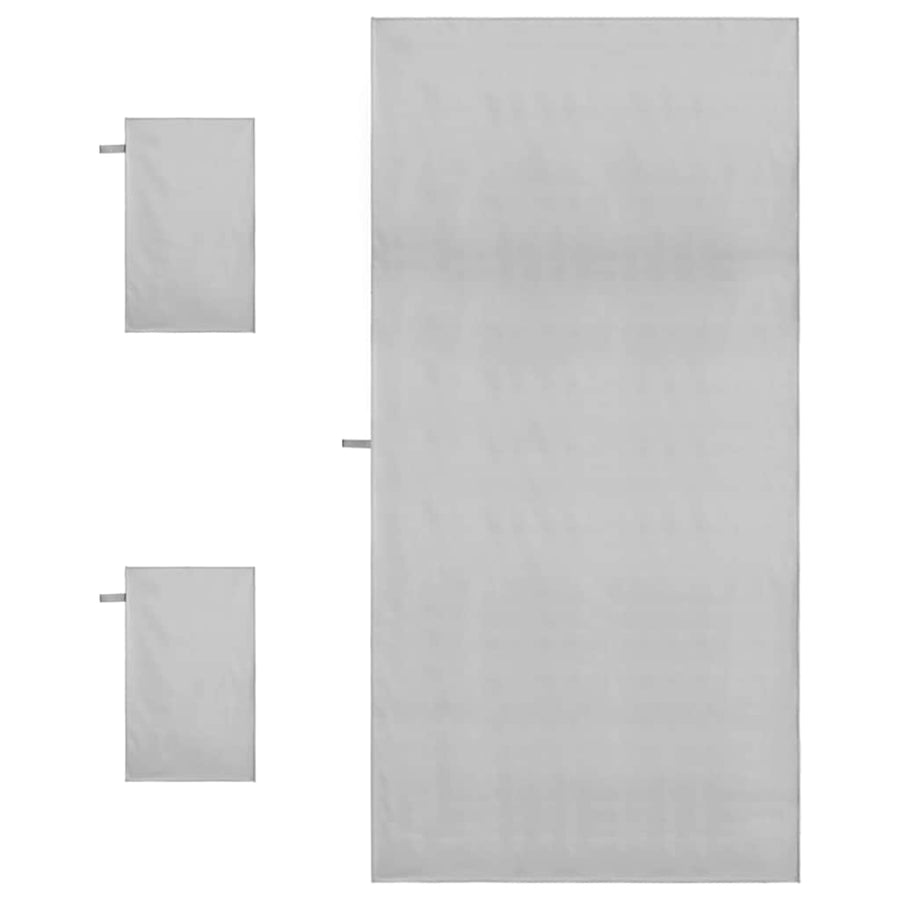 Set van Sporthanddoeken 3 pcs Grijs Polyester en Polyamide