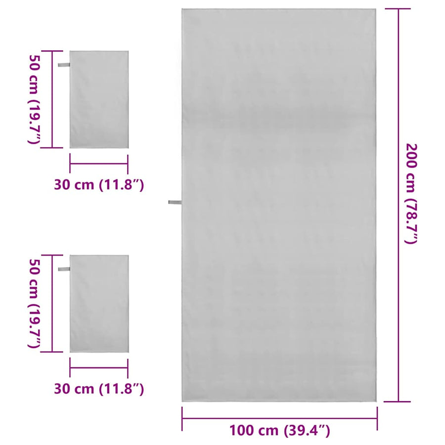 Set van Sporthanddoeken 3 pcs Grijs Polyester en Polyamide