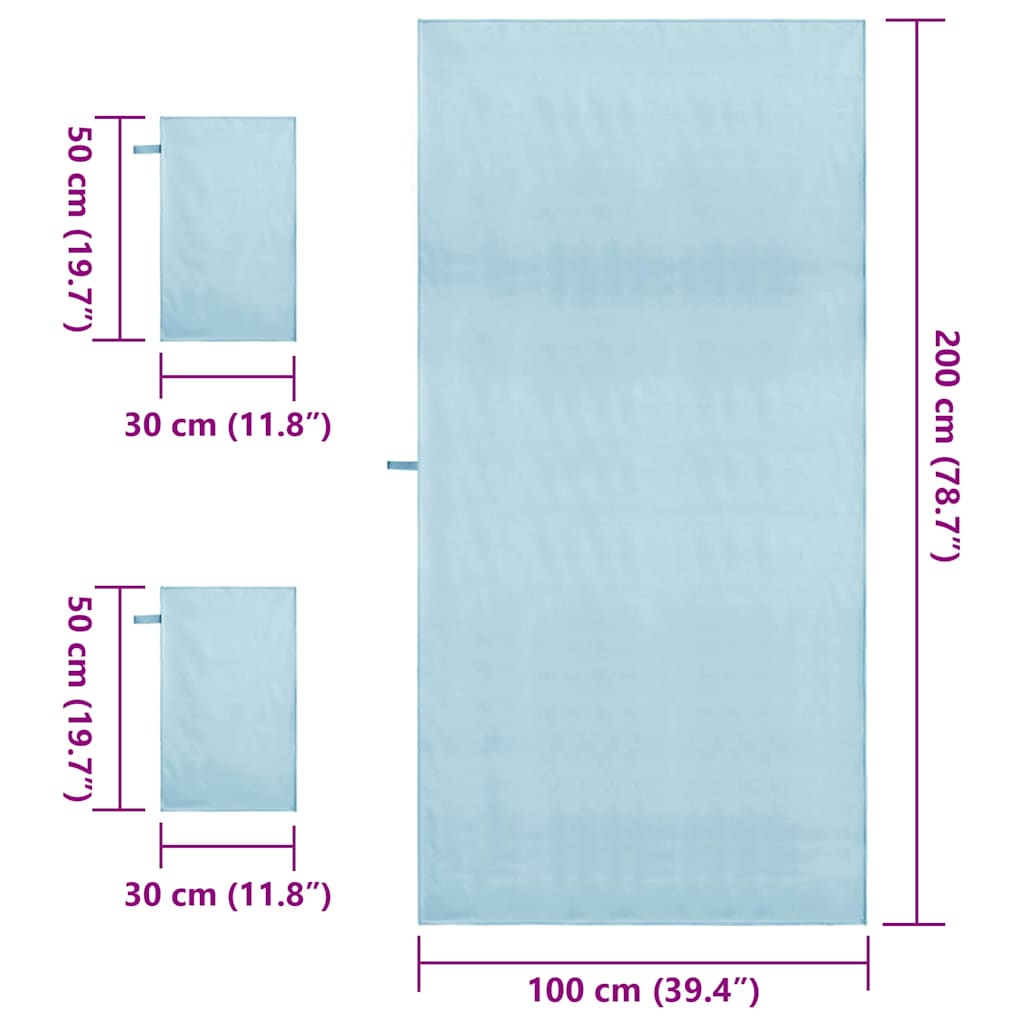 Set van Sporthanddoeken 3 pcs Blauw Polyester en Polyamide