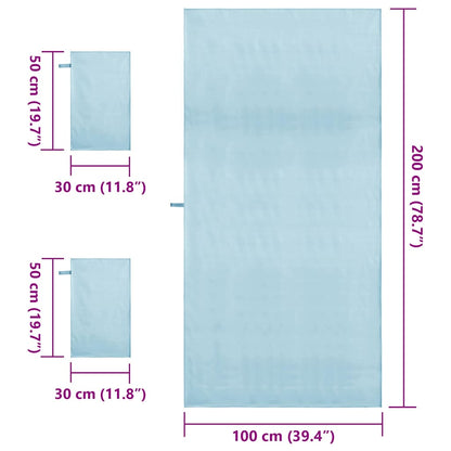 Set van Sporthanddoeken 3 pcs Blauw Polyester en Polyamide