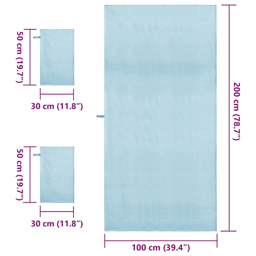 Set van Sporthanddoeken 3 pcs Blauw Polyester en Polyamide