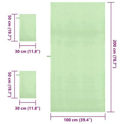 Set van Sporthanddoeken 3 pcs Groen Polyester en Polyamide