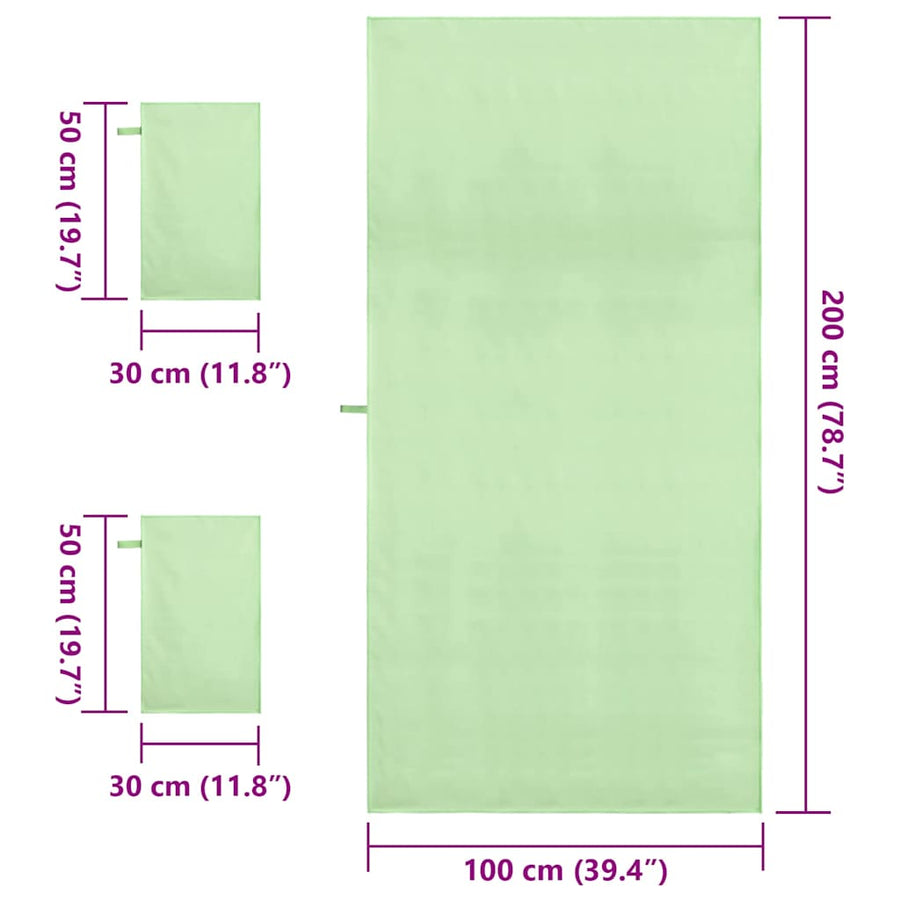 Set van Sporthanddoeken 3 pcs Groen Polyester en Polyamide