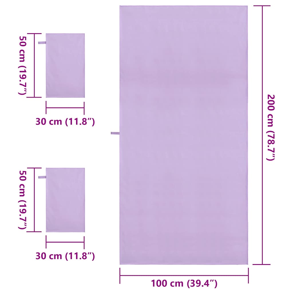 Set van Sporthanddoeken 3 pcs Paars Polyester en Polyamide