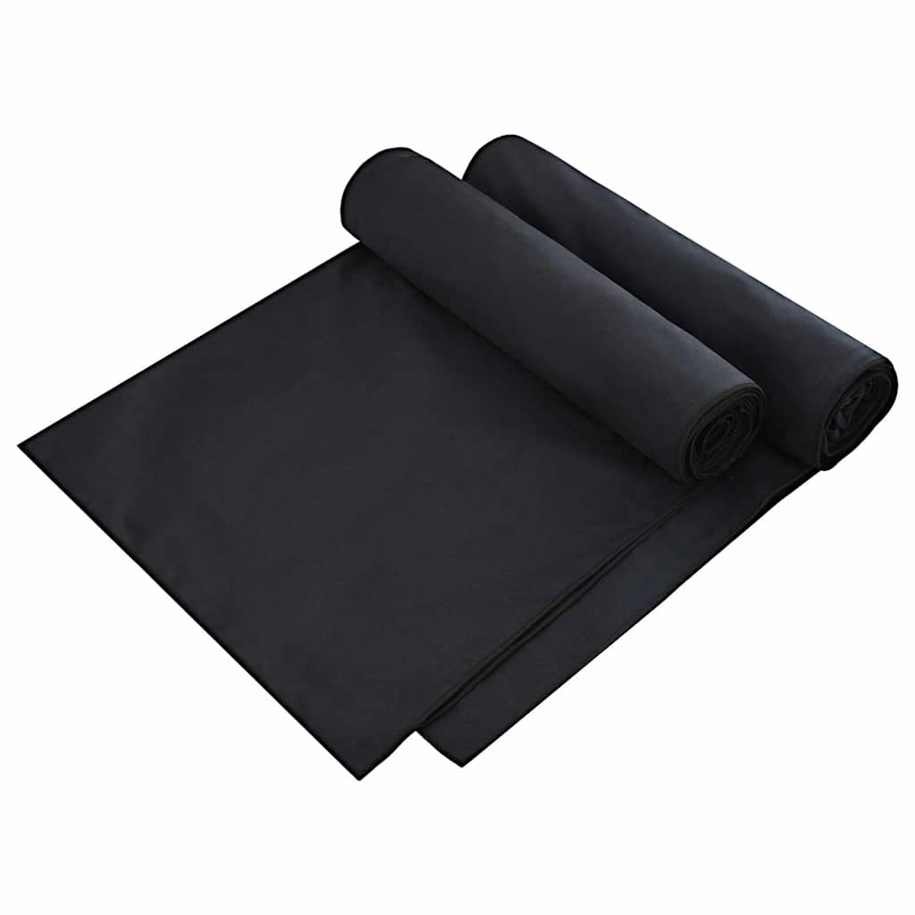 Ligbedhanddoeken 2 pcs Zwart 210 x 75 cm Polyester en Polyamide