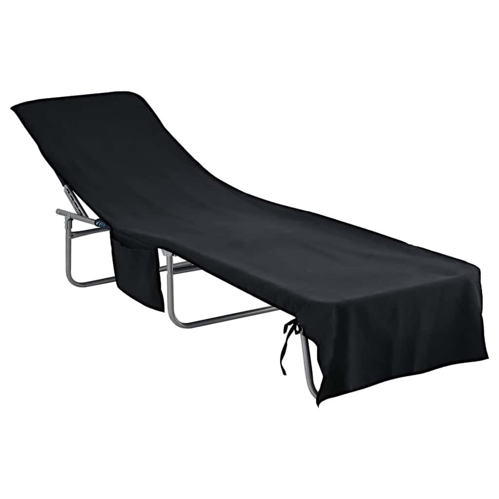 Ligbedhanddoeken 2 pcs Zwart 210 x 75 cm Polyester en Polyamide