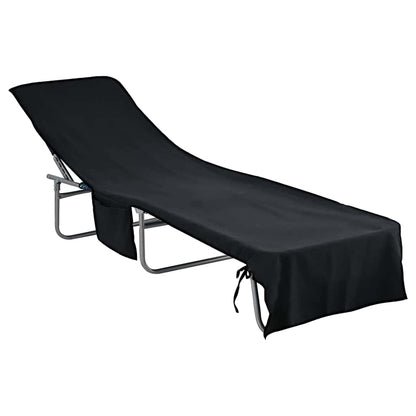 Ligbedhanddoeken 2 pcs Zwart 210 x 75 cm Polyester en Polyamide