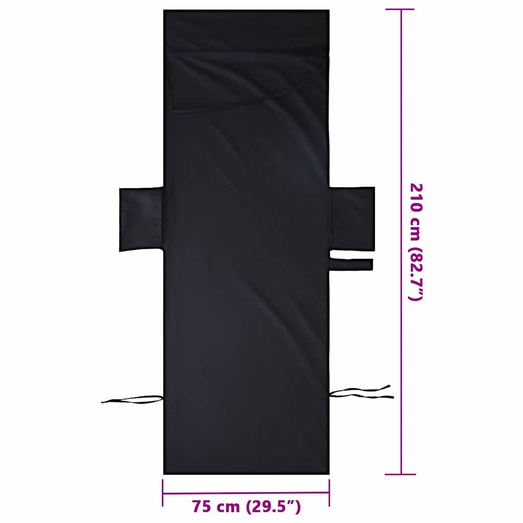 Ligbedhanddoeken 2 pcs Zwart 210 x 75 cm Polyester en Polyamide