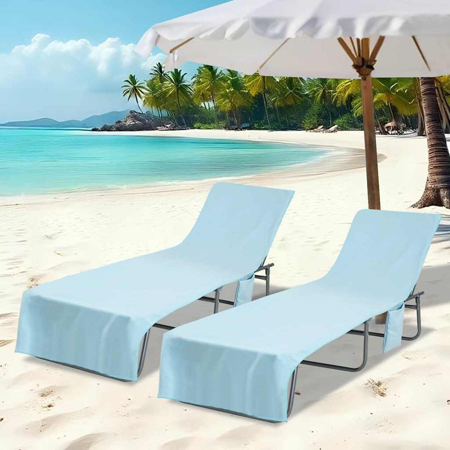 Ligbedhanddoeken 2 pcs Blauw 210 x 75 cm Polyester en Polyamide