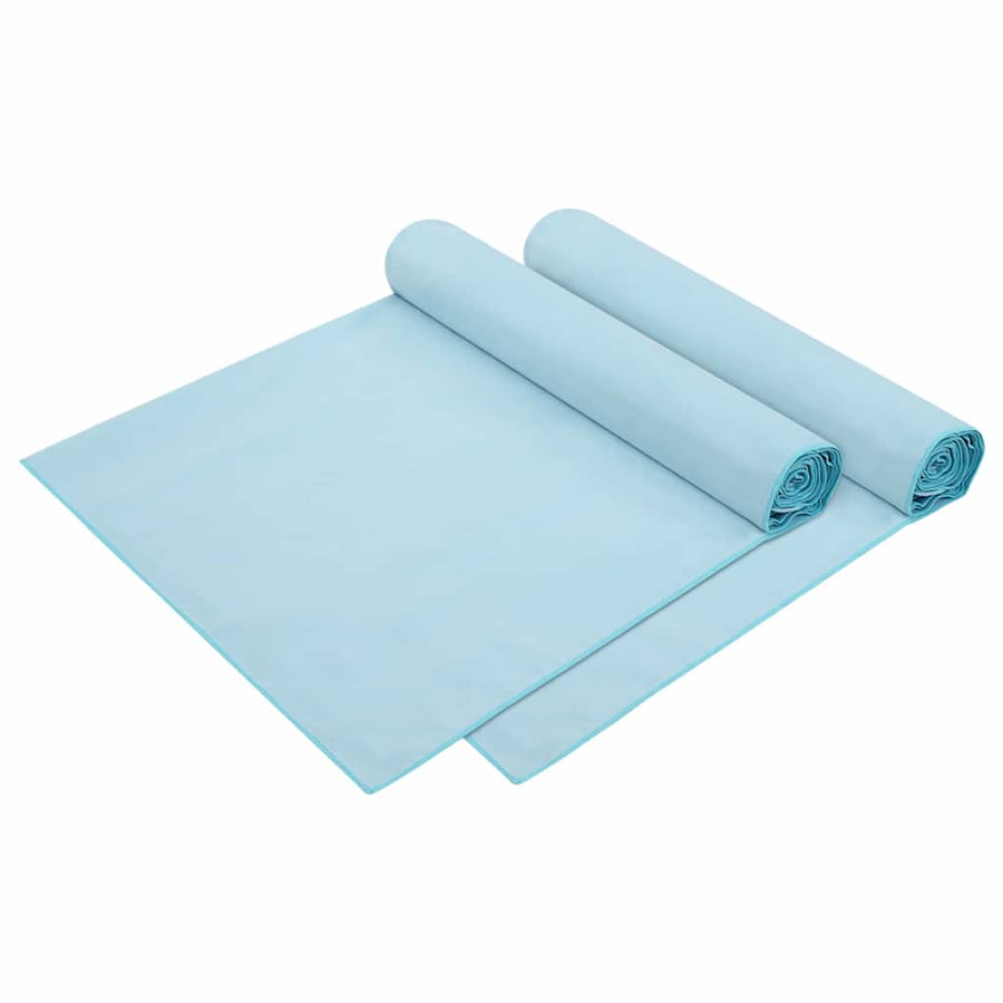 Ligbedhanddoeken 2 pcs Blauw 210 x 75 cm Polyester en Polyamide