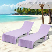 Ligbedhanddoeken 2 stuks paars 210x75 cm polyester polyamide