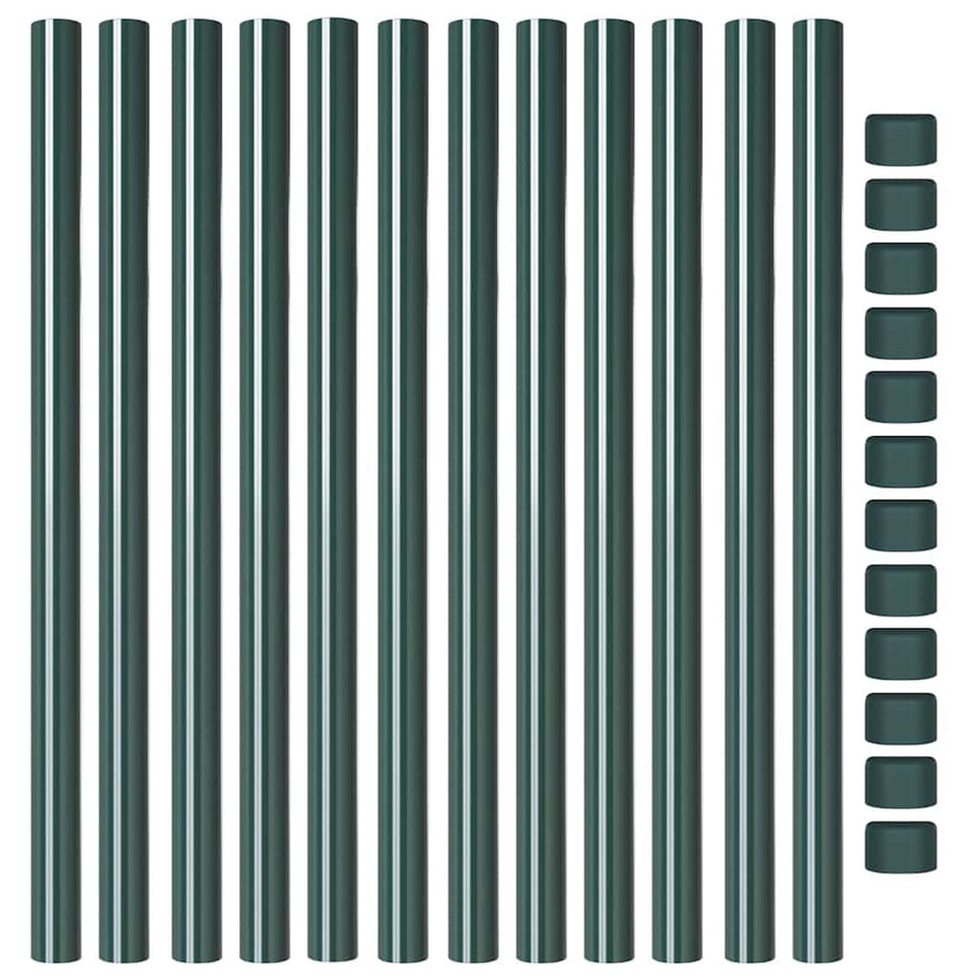Hekpalen 12 pcs Groen 70 cm Poedergecoat staal