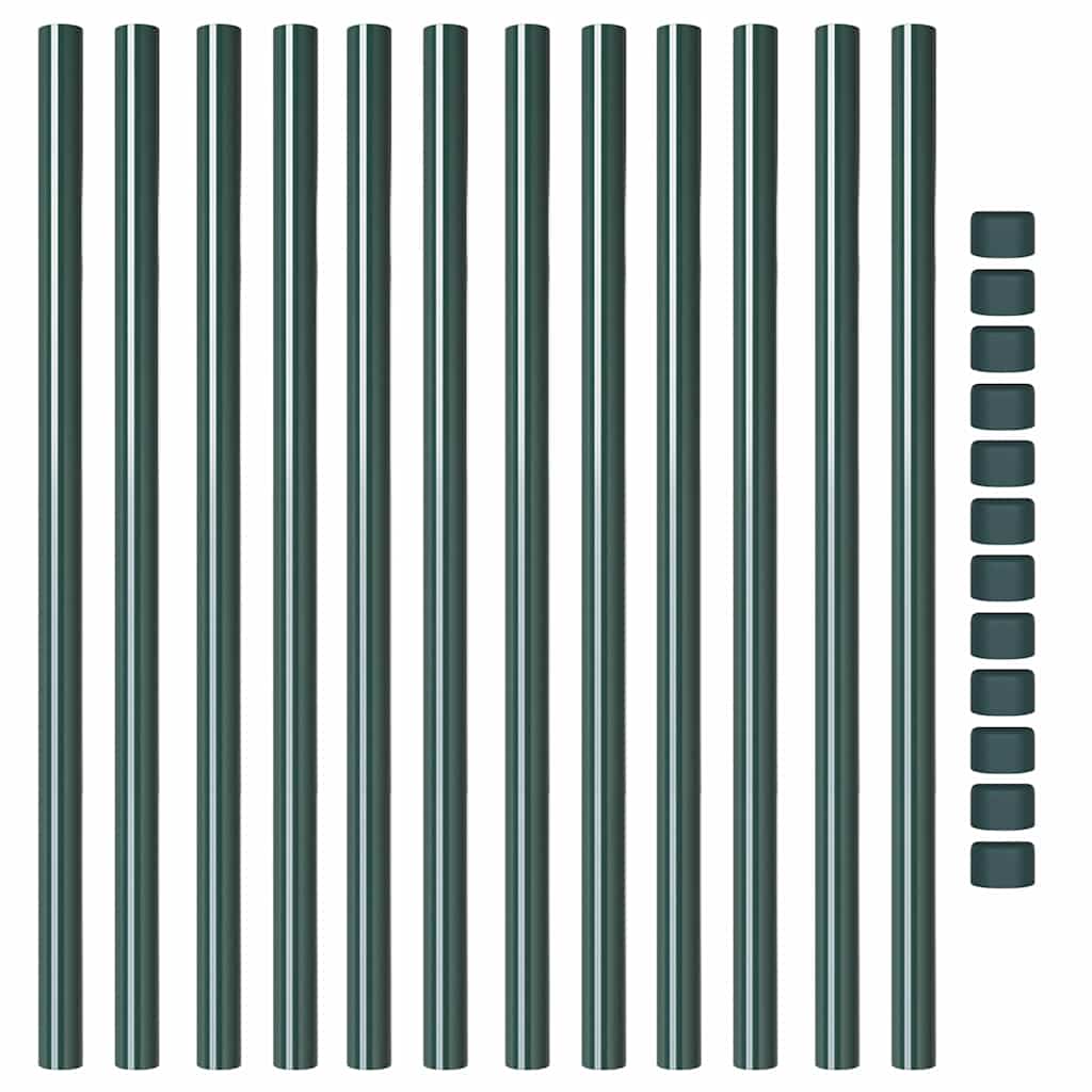 Hekpalen 12 pcs Groen 100 cm Poedergecoat staal