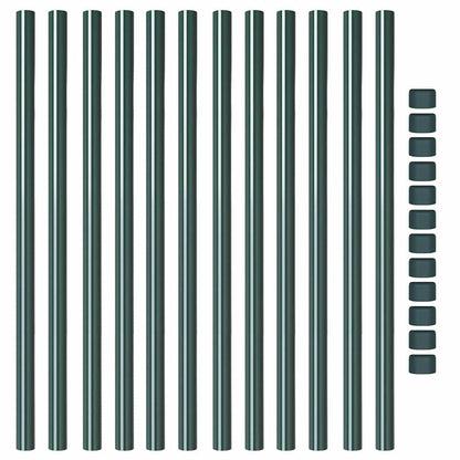 Hekpalen 12 pcs Groen 110 cm Poedergecoat staal