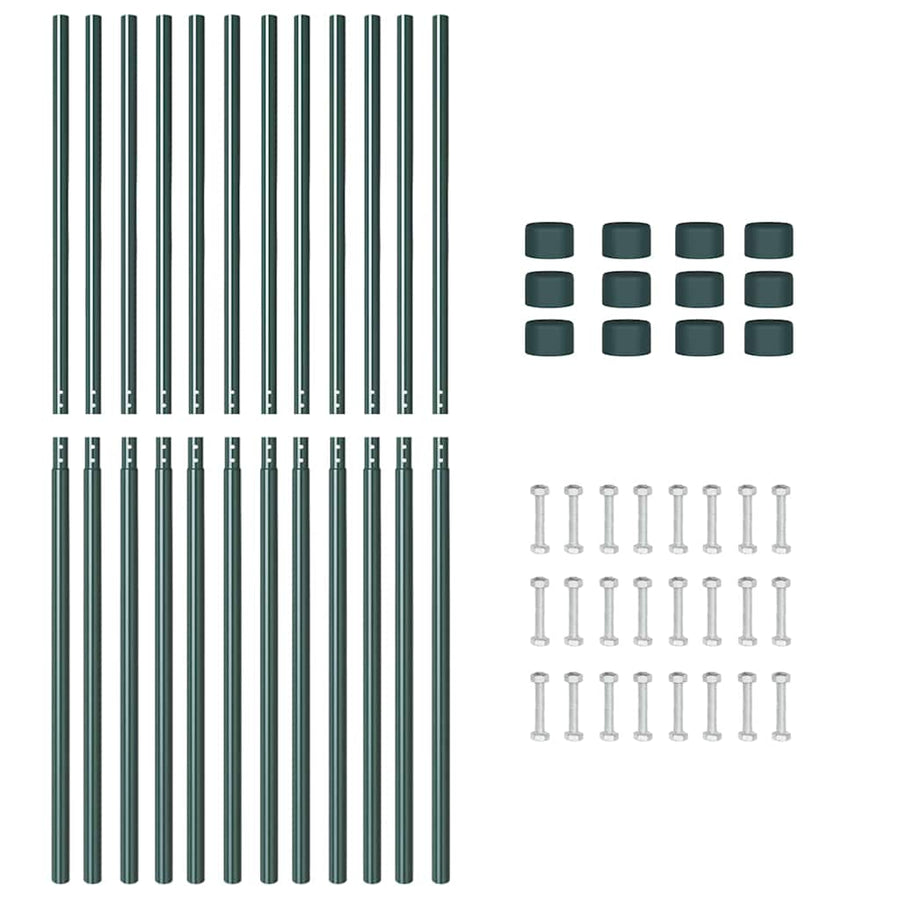 Hekpalen 12 pcs Groen 140 cm Poedergecoat staal