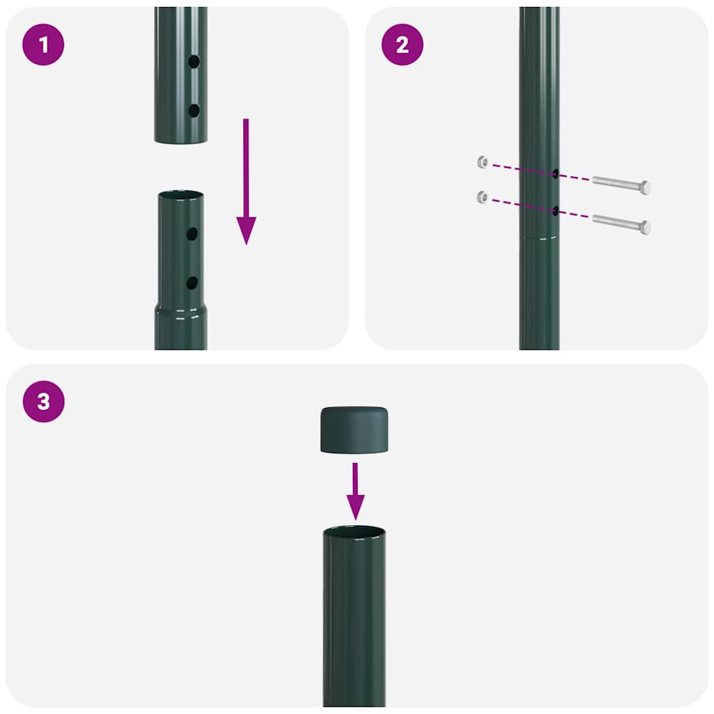 Hekpalen 2 pcs Groen 180 cm Poedergecoat staal