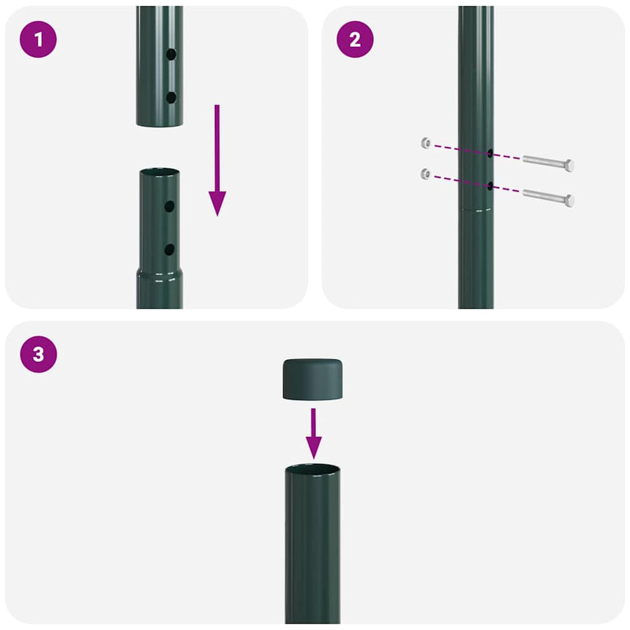 Hekpalen 2 pcs Groen 200 cm Poedergecoat staal