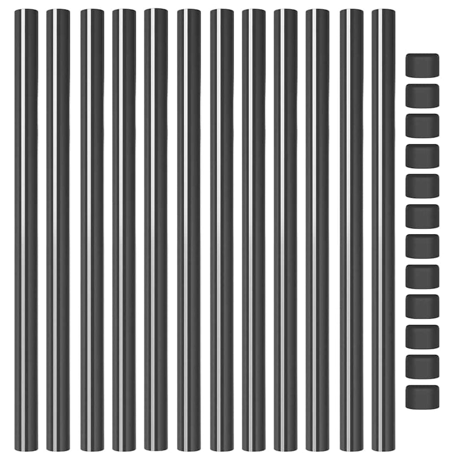 Hekpalen 12 pcs Grijs 50 cm Poedergecoat staal