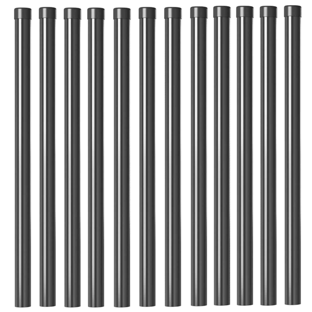 Hekpalen 12 pcs Grijs 60 cm Poedergecoat staal