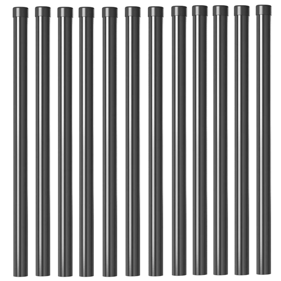 Hekpalen 12 pcs Grijs 70 cm Poedergecoat staal