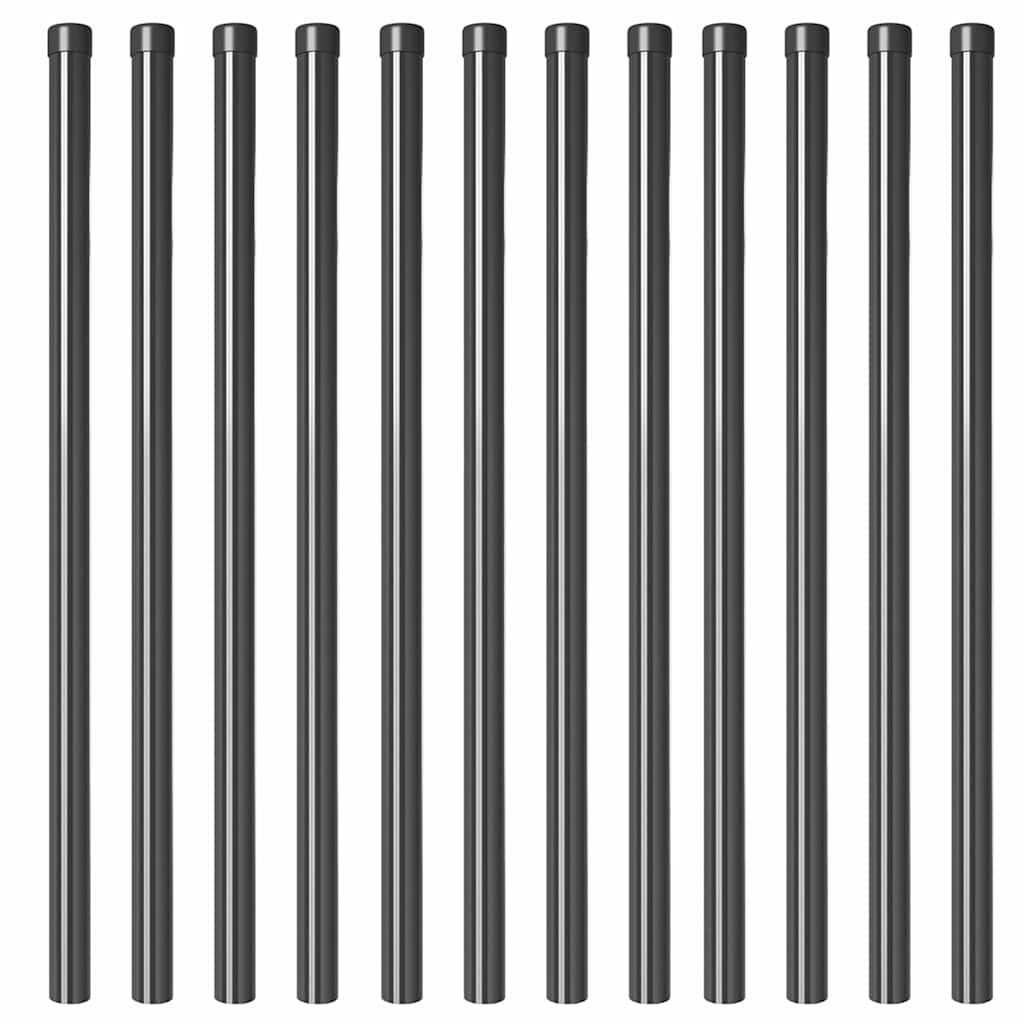 Hekpalen 12 pcs Grijs 110 cm Poedergecoat staal