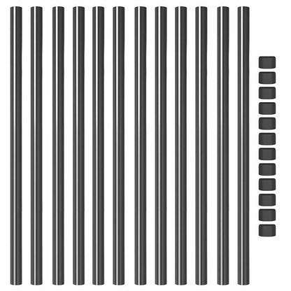 Hekpalen 12 pcs Grijs 110 cm Poedergecoat staal