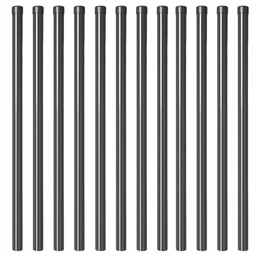 Hekpalen 12 pcs Grijs 120 cm Poedergecoat staal