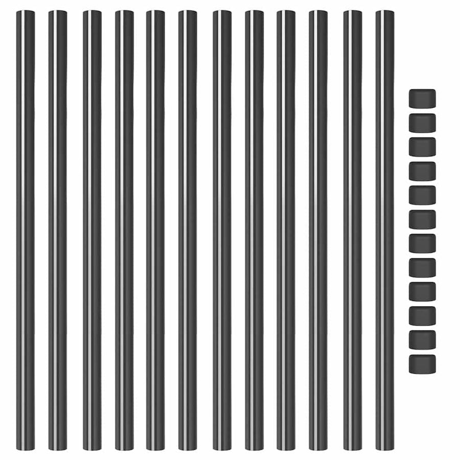 Hekpalen 12 pcs Grijs 120 cm Poedergecoat staal