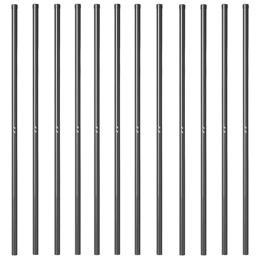 Hekpalen 12 pcs Grijs 140 cm Poedergecoat staal