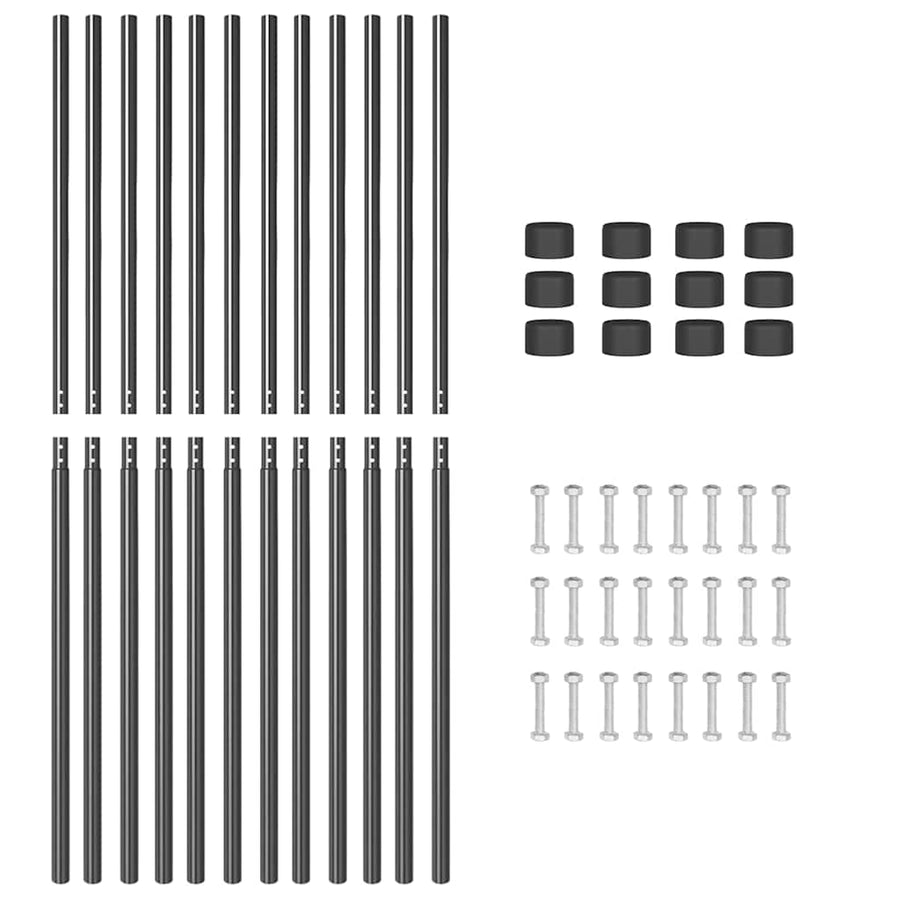 Hekpalen 12 pcs Grijs 140 cm Poedergecoat staal