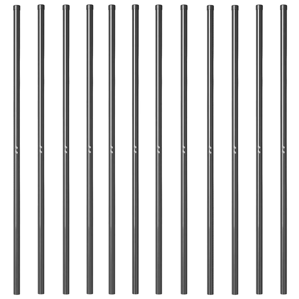 Hekpalen 12 pcs Grijs 180 cm Poedergecoat staal