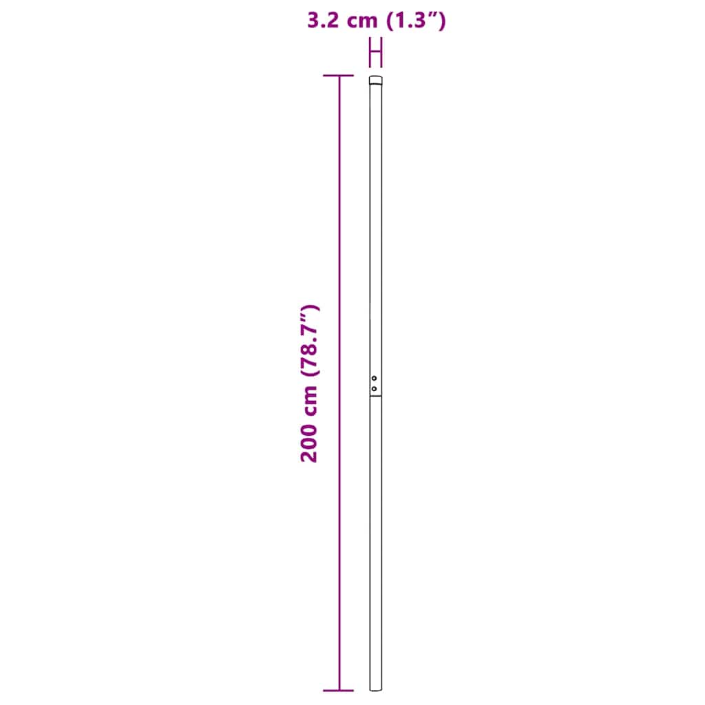Hekpalen 2 pcs Grijs 200 cm Poedergecoat staal