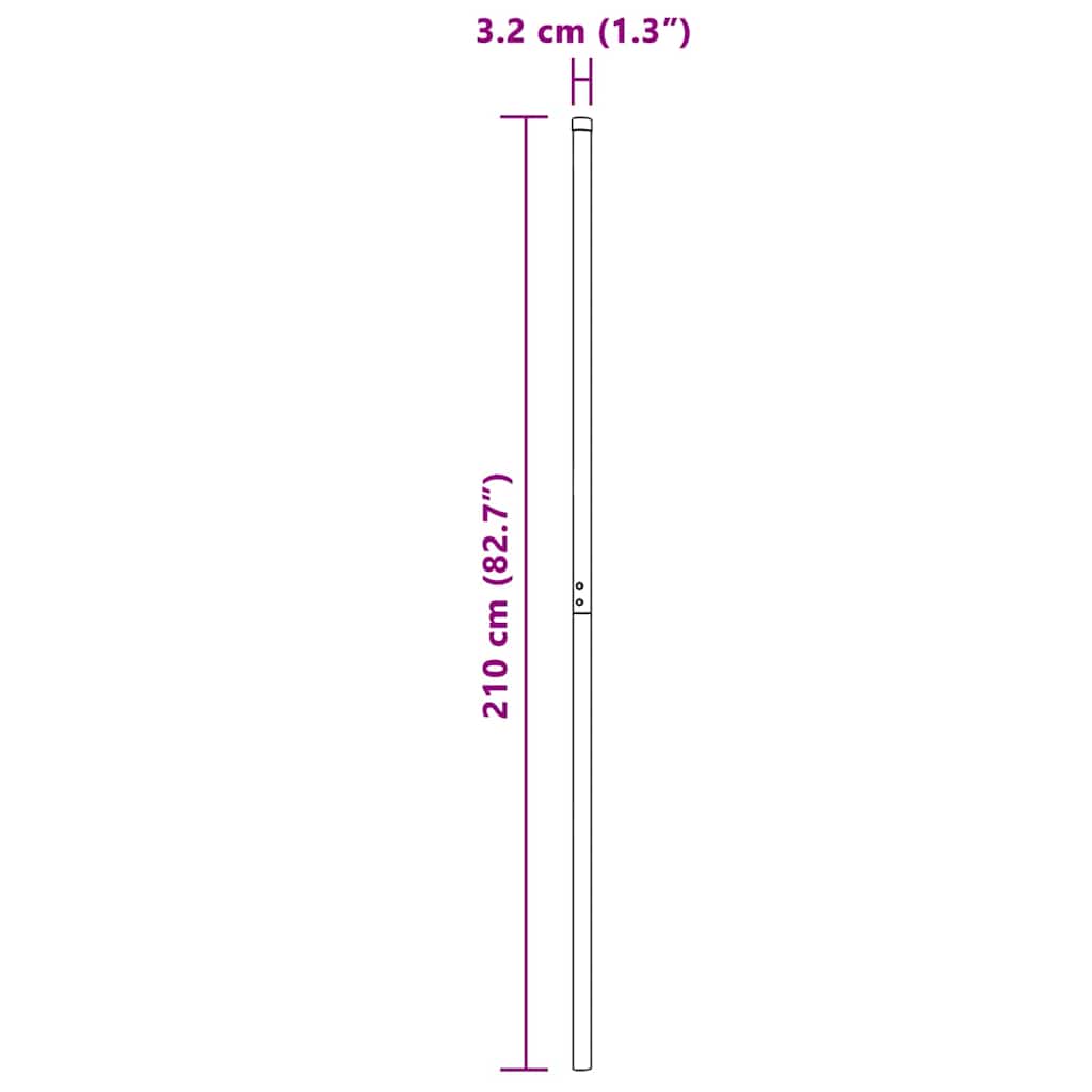 Hekpalen 2 pcs Grijs 210 cm Poedergecoat staal