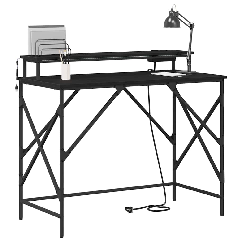 Bureau Zwart eiken 100 x 50 x 86.5 cm Bewerkt hout