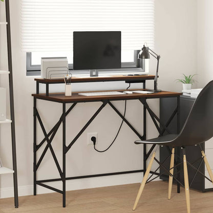 Bureau bruin eikenkleur 100 x 50 x 86.5 cm Bewerkt hout