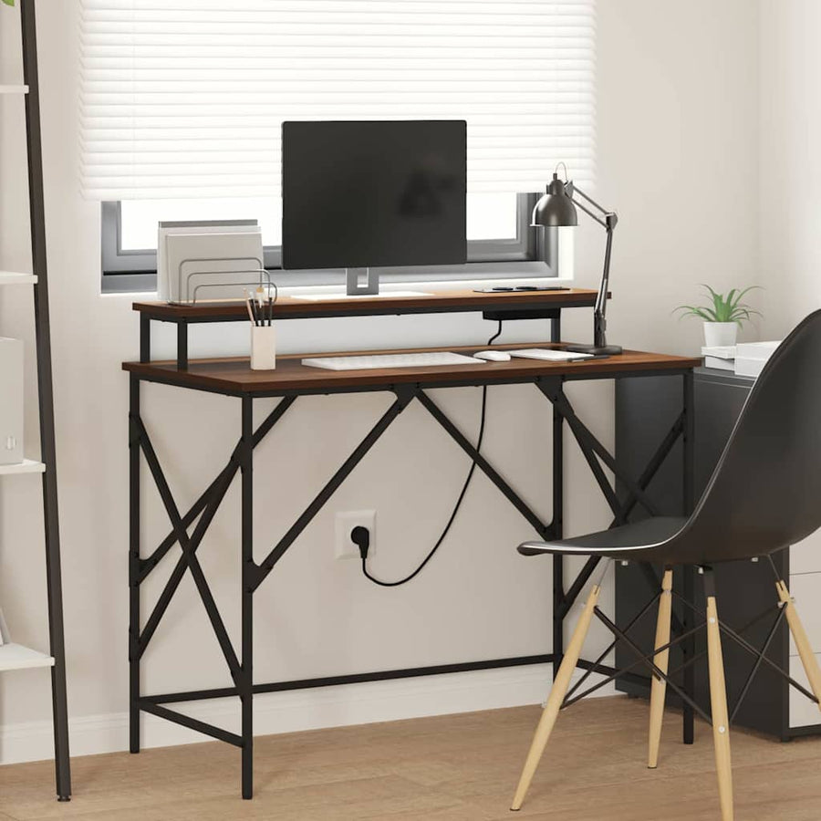 Bureau bruin eikenkleur 100 x 50 x 86.5 cm Bewerkt hout